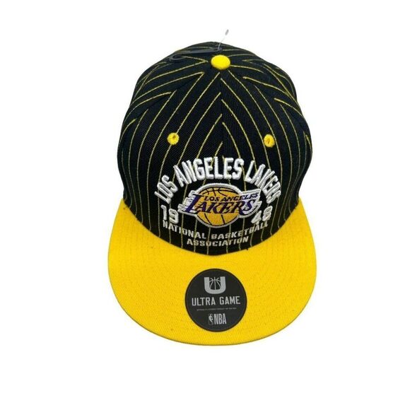 NEW Ultra Game NBA LOS ANGELES LAKERS 1948 Snapback Hat Black w/ Gold Pinstripes - Picture 4 of 9